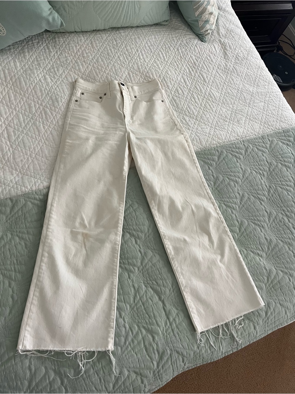 J. Crew White Wide-Leg Frayed Hem Jeans